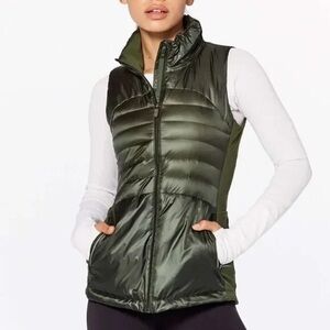Lululemon Down For A Run Olive Vest Sz 4 olive